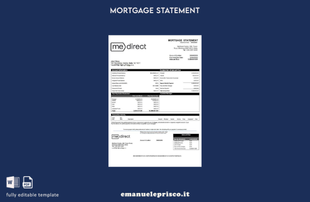 stile verificato Modello di estratto conto ipotecario Malta MeDirect Bank Modell